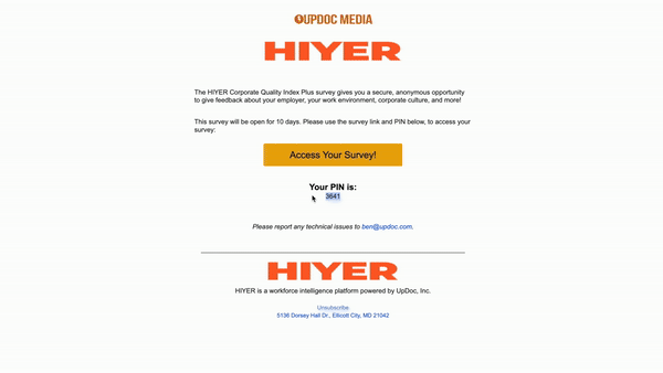 HIYER Demo Survey and PIN